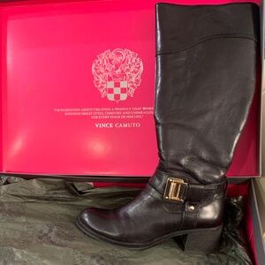 Vince Camuto Black Genuine Leather Heeled Boots